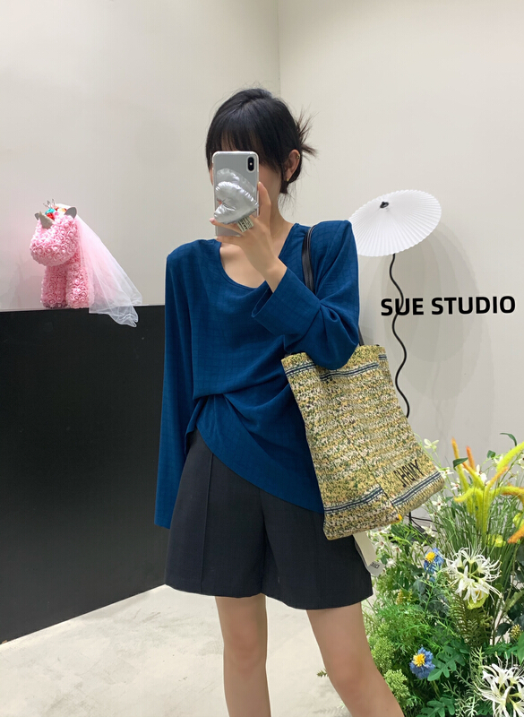 [Sue studio] split back sunscreen long sleeve T-shirt 98006\zjy