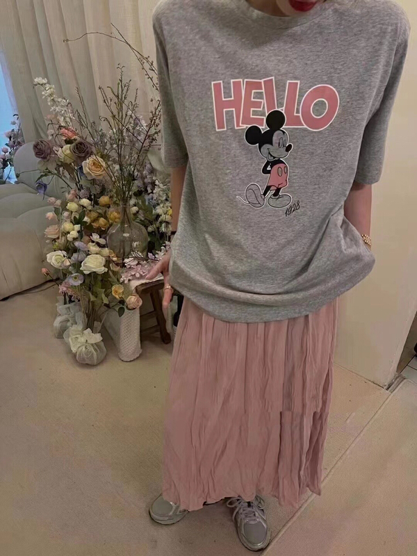 [Xiaolu family] cartoon printed loose short sleeve T-shirt 80658-1\wtt