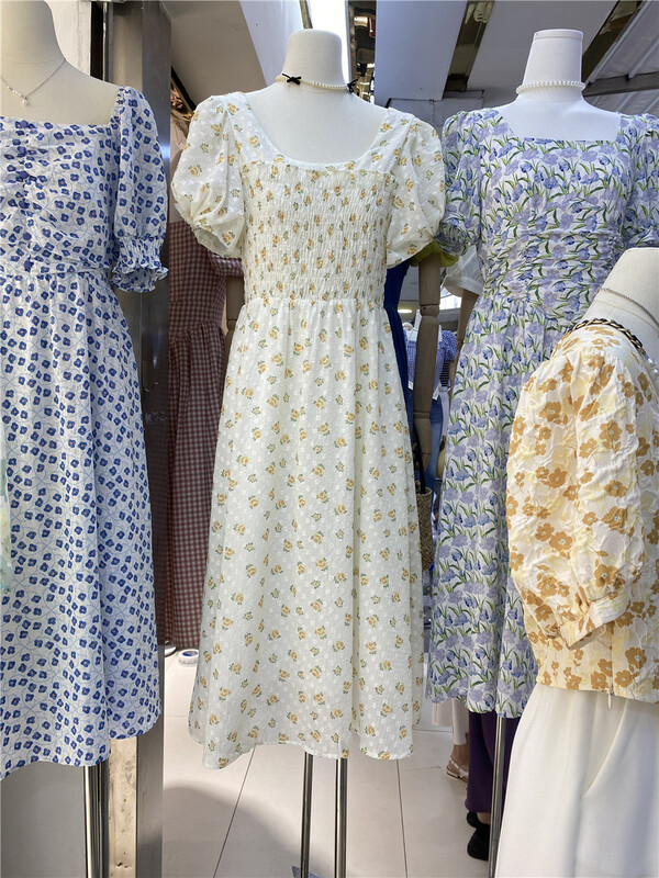 [vanroi Fanluo clothes] Han Shu floral high waist dress 81108\hjy