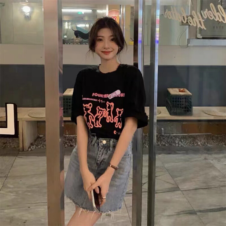 [j.2] leisure simple alien cartoon short sleeve T-shirt 8666\lsw