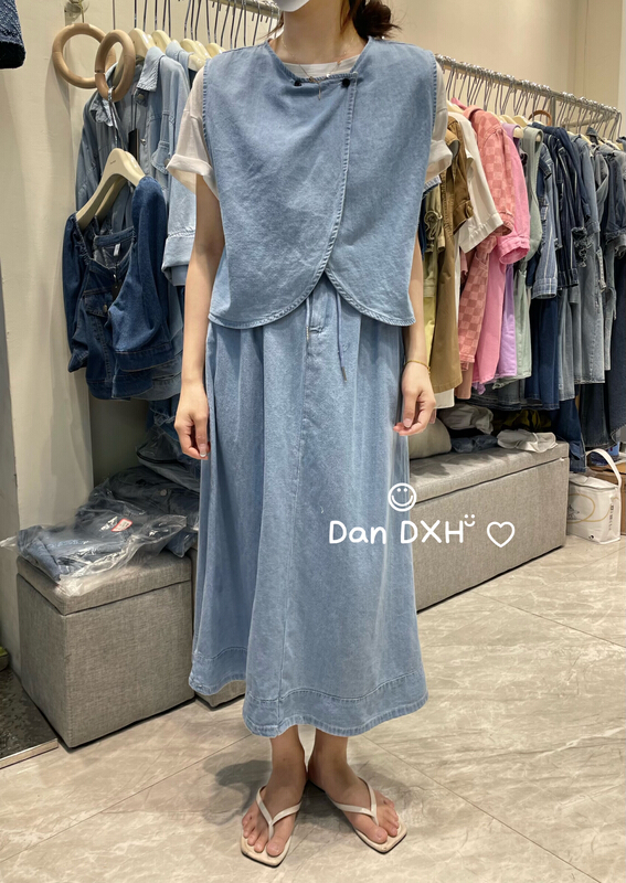[Dandan] simple casual loose waistcoat + skirt suit 2223\lsw