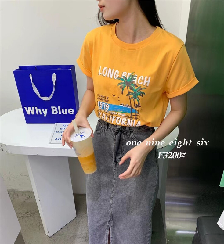 [1986] simple print versatile comfortable short sleeve T-shirt 3200\xyy