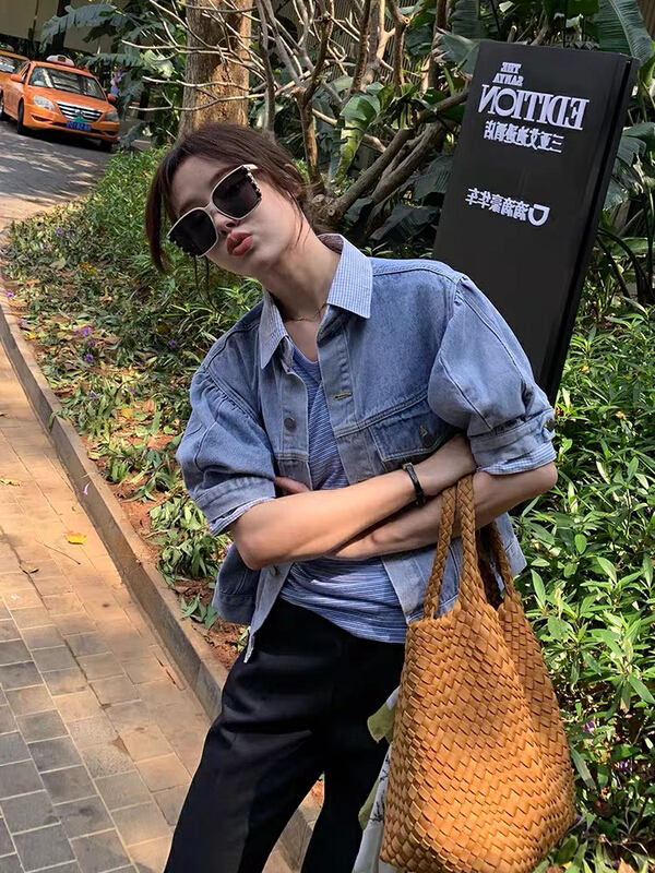 [Dandan] retro Korean fashion denim coat 9516\lsw