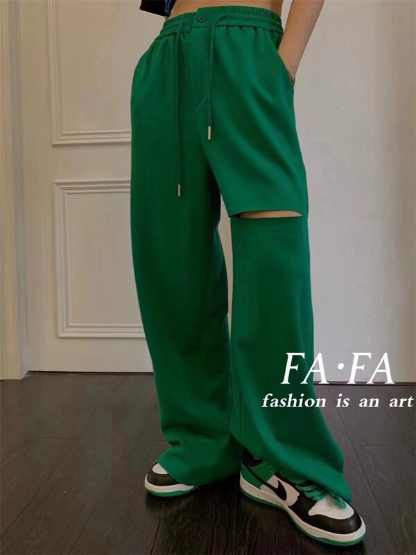 [Yan Zhen] hole breaking comfortable Korean casual pants 62251\pcz