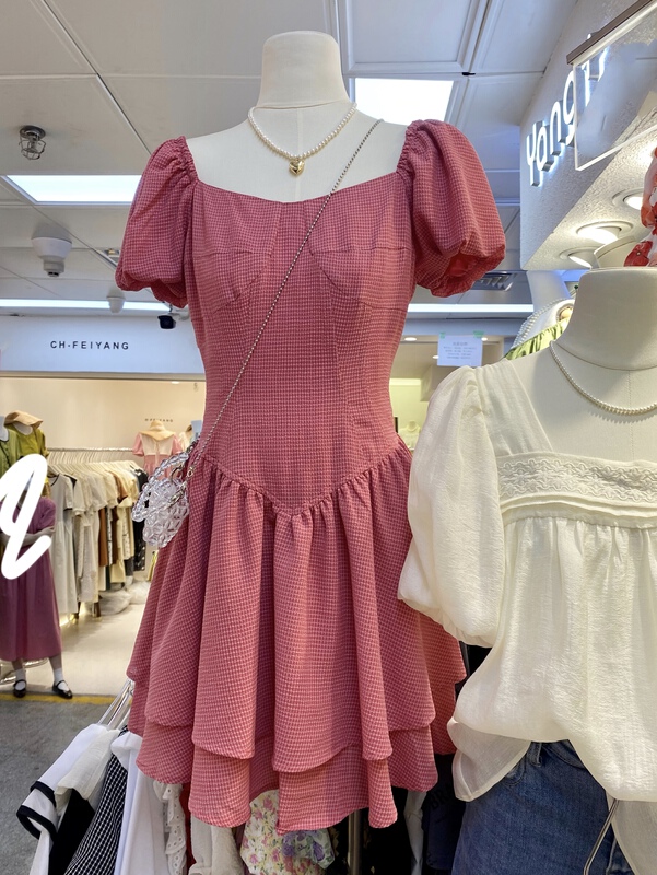 [amega] pure desire for style, narrow waist and thin square neck dress 6196\hbx