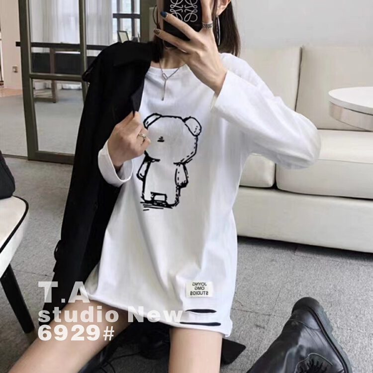 New year in early spring! [ta+] cartoon versatile printed long sleeve T-shirt 6929\xyy