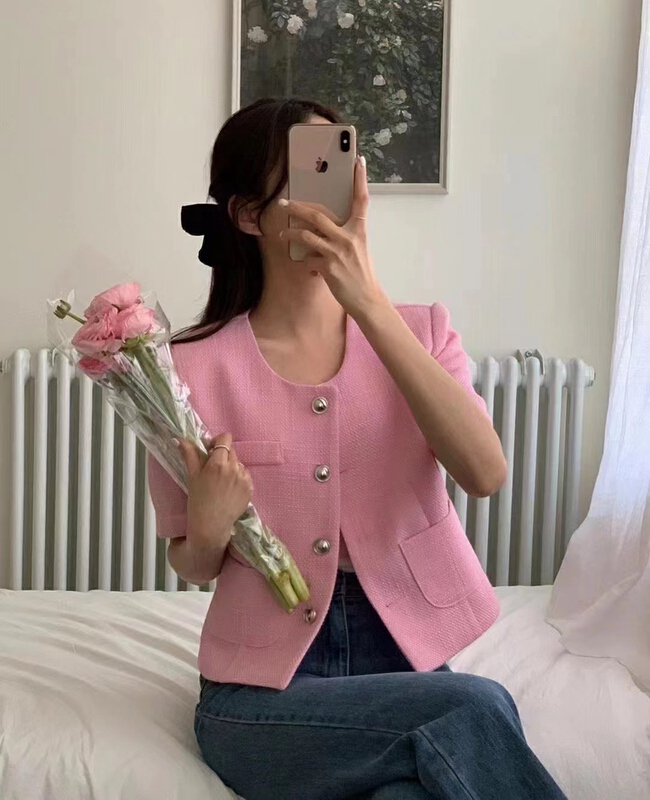 [31 fashion] Korean solid color small fragrance short coat a8008\hjy