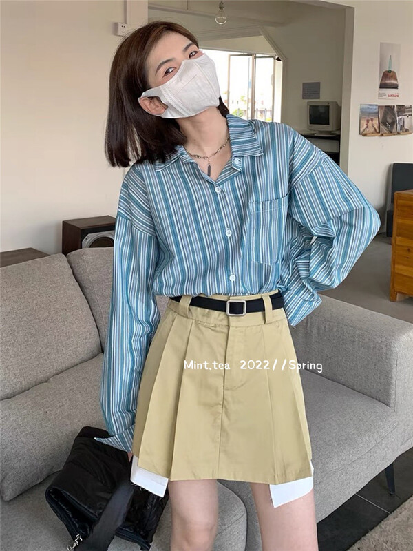 [mint tea] Korean pleated skirt with lining 22113\zjy