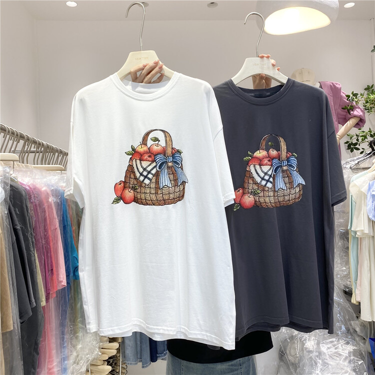 [new time /l&y home] Korean round neck loose print short sleeve T-shirt 811\xyy