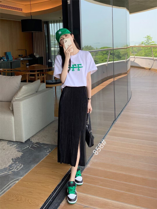 Live broadcast! [Shangpin Wanqian] basic versatile elastic waist skirt ys2-859\hjy