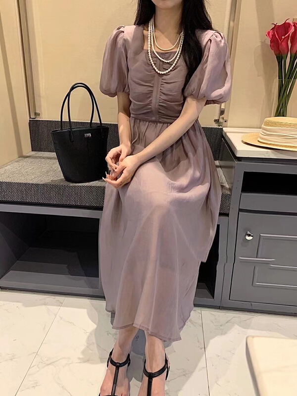 [Zoe Zoe] Korean Tulle pleated bubble sleeve dress c1036\zjy