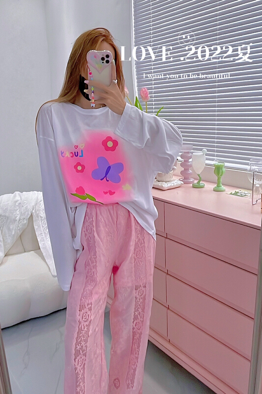 [love] sweet lace wide leg casual pants 961\wtt