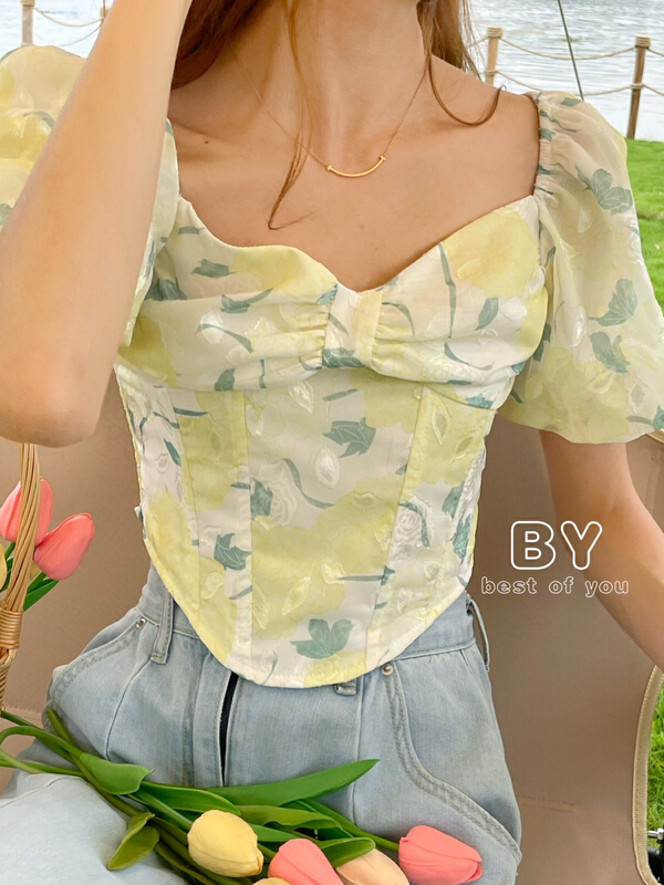 [best of you] small fresh square neckline thin shirt ys1-9883\hbx