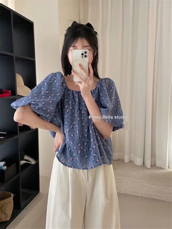 [hey Bella] floral one shoulder comfortable shirt 1373-1\ll