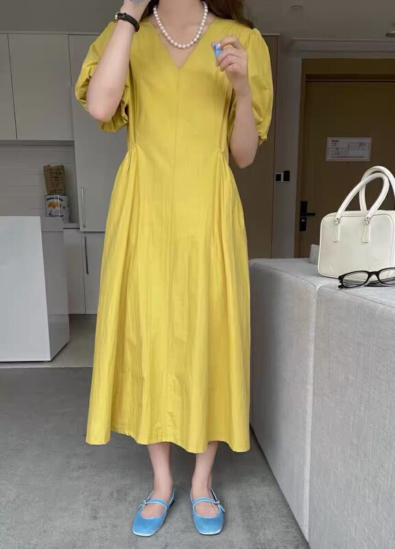 [the nice] V-neck bubble sleeve lady dress a6222\hjy
