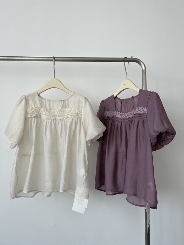 [RS] embroidered Tencel Square Neck Shirt dh2260\xyy