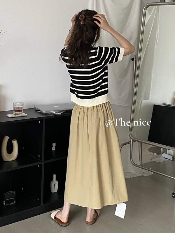 [the nice] Lapel stripe comfortable t-shirt 00325\hjy