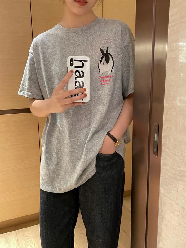 [feeding] casual simple front and back printed round neck Pullover short sleeve T-shirt 3615-a5\cls