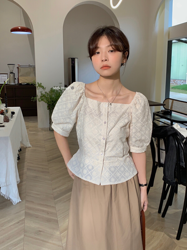 [seek peach] Fangling Korean single breasted shirt (only selling shirts) 5212\ll