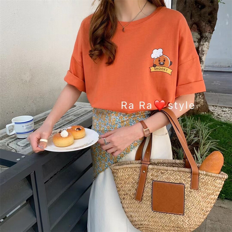 [rara] casual cartoon bread Superman printed short sleeve T-shirt 79167\lsl