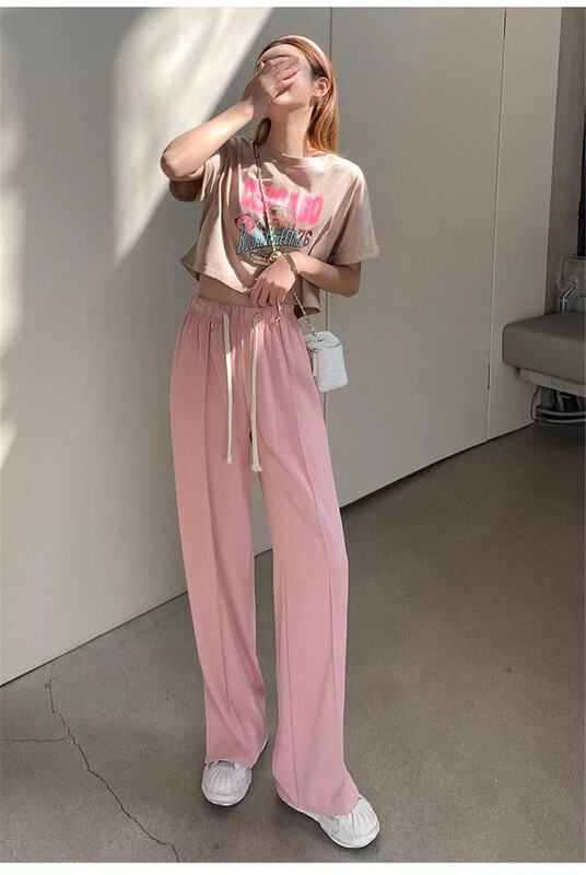[yipinjia] split lace up solid color casual pants 8957\wtt