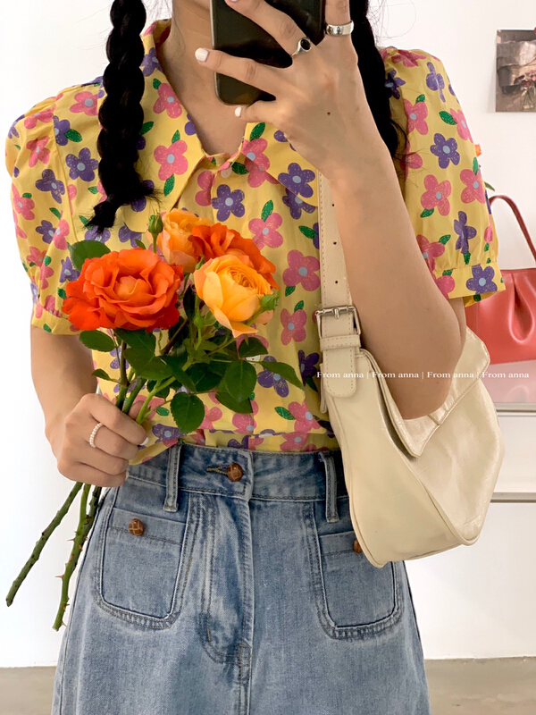 [from Anna] Vintage printed single breasted shirt 6164\lsw