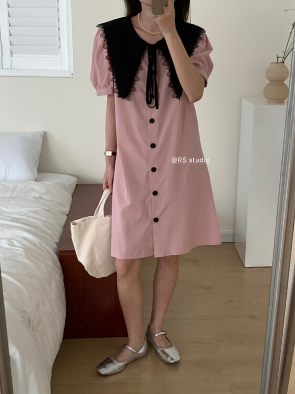 [RS] lace patchwork breasted dress rs2052\xyy