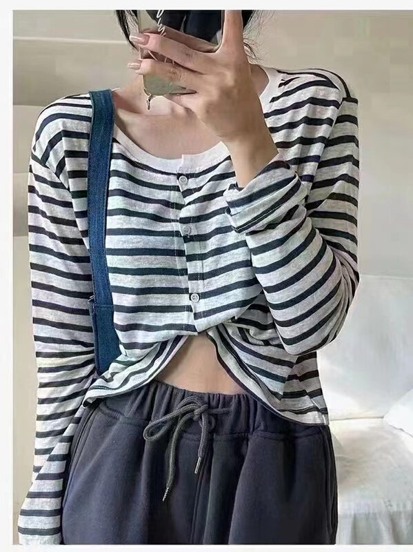 New year in early spring! 【8】 Korean stripe versatile long sleeve T-shirt ys2-9105\xyy