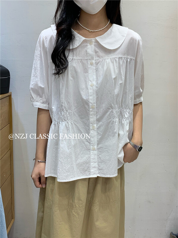 [NZJ] baby collar clean color pleated shirt 820136\l