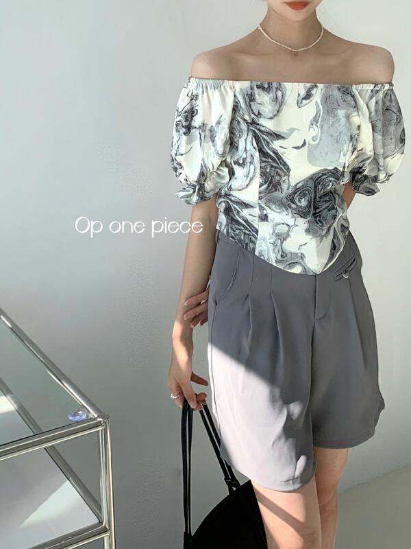 [OP one piece] ink splashing floral soft shirt 3181\hjy