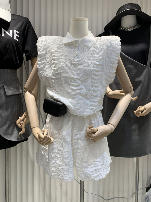 [h · l] commuting simple Polo neck solid shirt + simple and versatile comfortable casual Shorts Set 8832\pcz