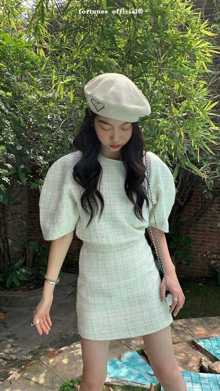[withmin] small fragrance temperament round neck plaid shirt (only selling small shirts) 4156\cls