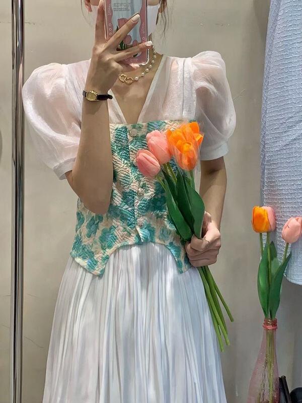 [December] Han Shu's floral patchwork shirt 6695\hjy