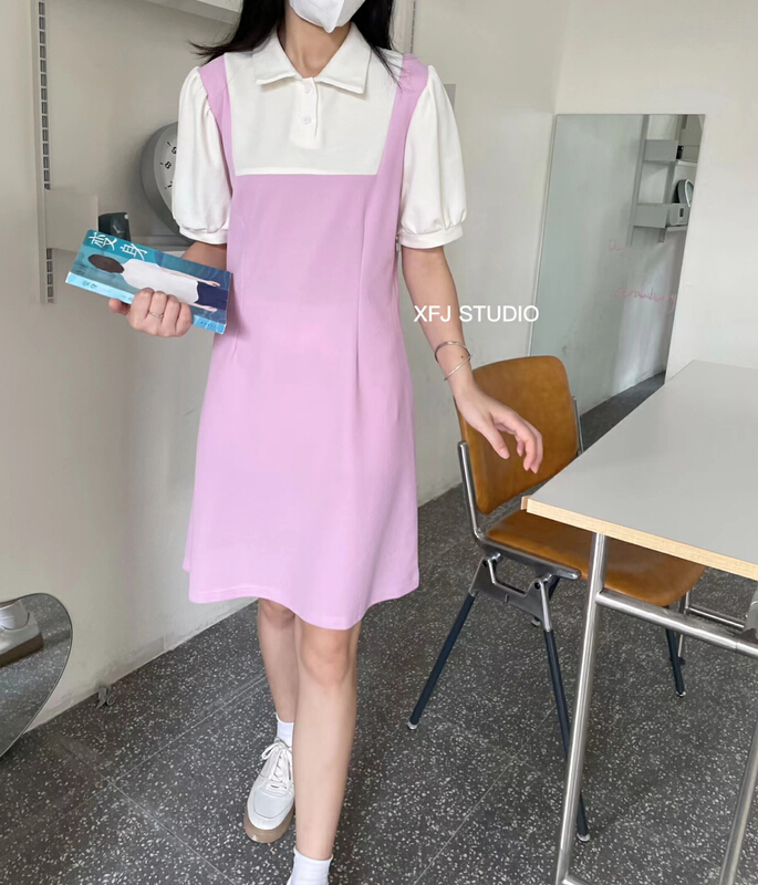 [Xiaofan family] color blocked Pullover simple dress 6209\lsw