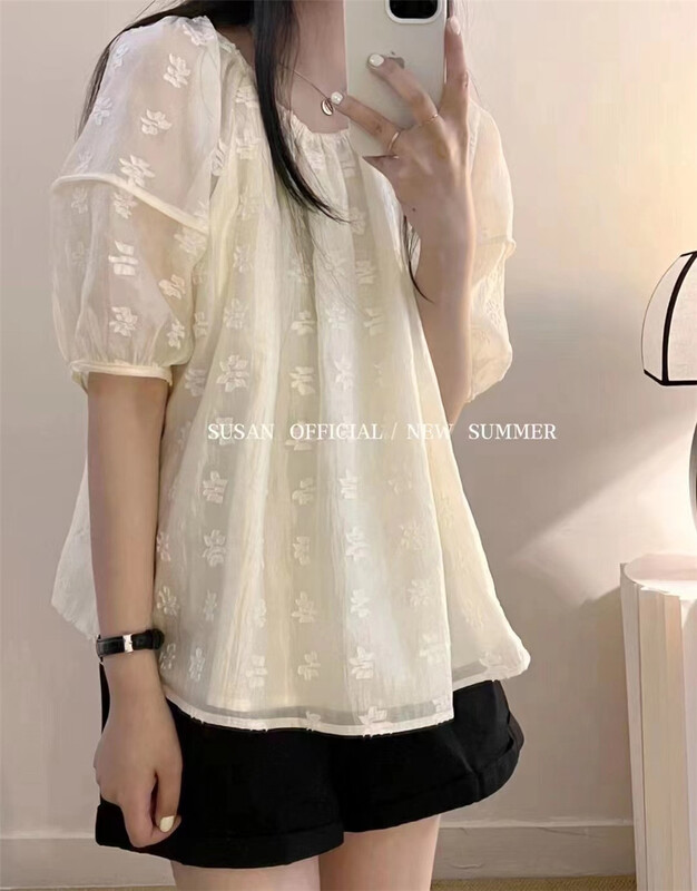 【 Susan 】 Korean fresh temperament bandage shirt y775\lsw