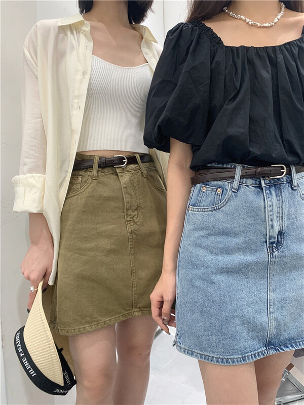 [t-platform] Korean versatile simple skirt (with belt) 8382\zxx
