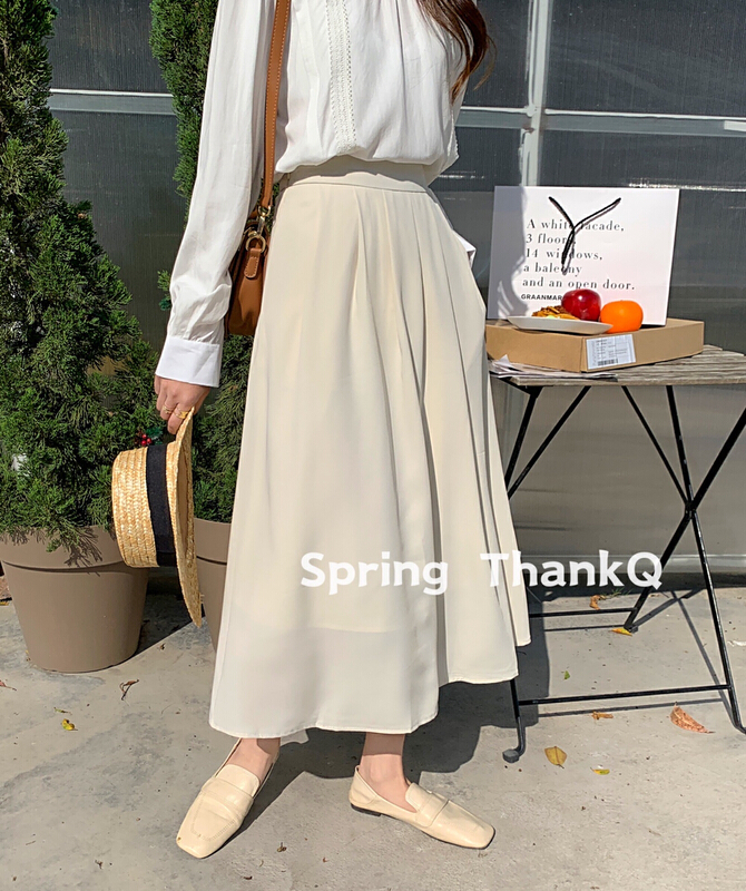 [thankq] Korean elastic waist pleated skirt 22069\zsy