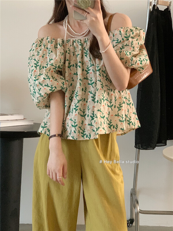 [hey Bella] broken flower comfortable Korean shirt 2922\ll