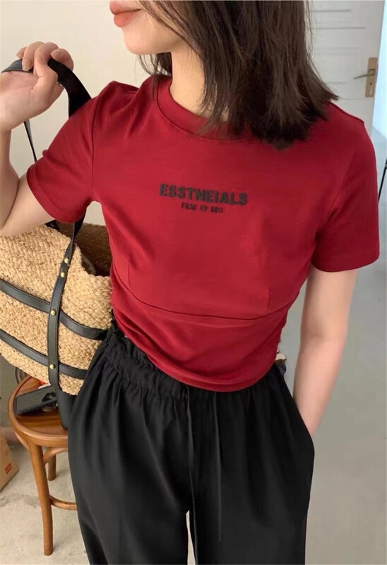 [OA] Korean round neck back hollow letter short sleeve T-shirt ys2-1522\xyy