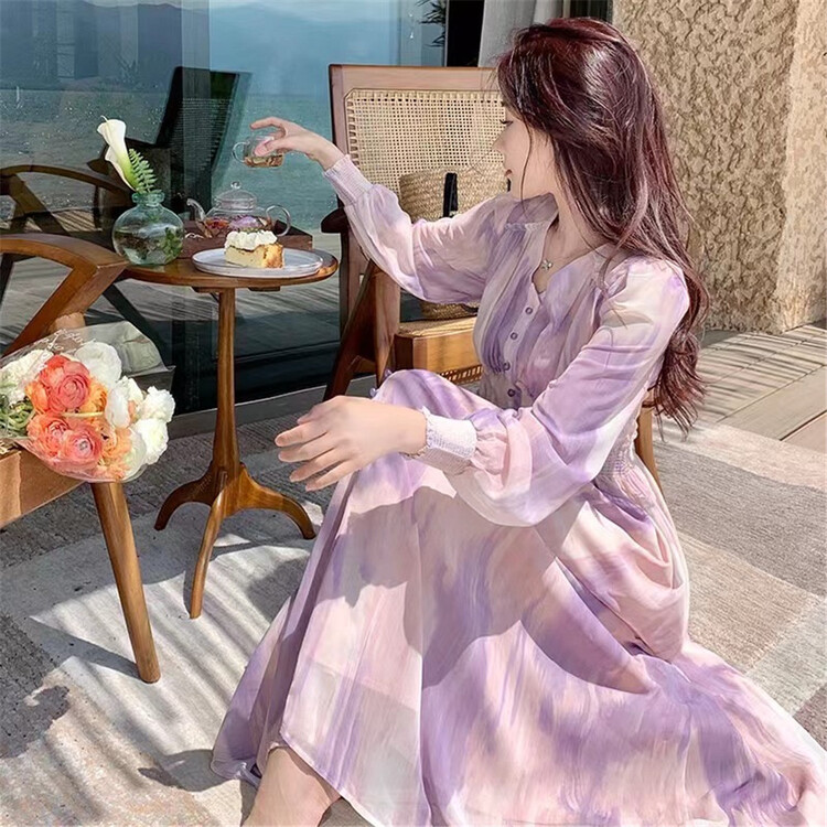 [clothing] sweet printed chiffon loose dress 1032\pcz