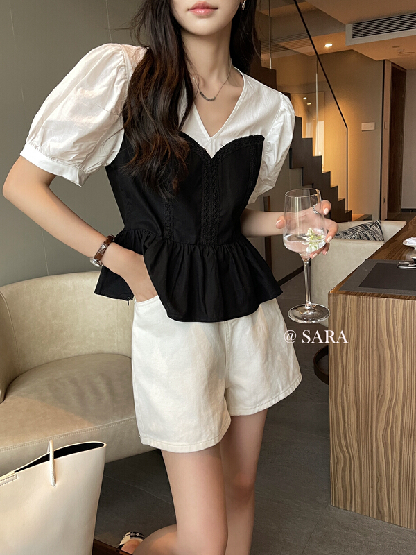[Sara] sweet temperament fake two shirts 18005\lwy