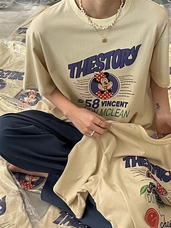 [hey Bella] casual print loose Pullover short sleeve T-shirt 1372\ll