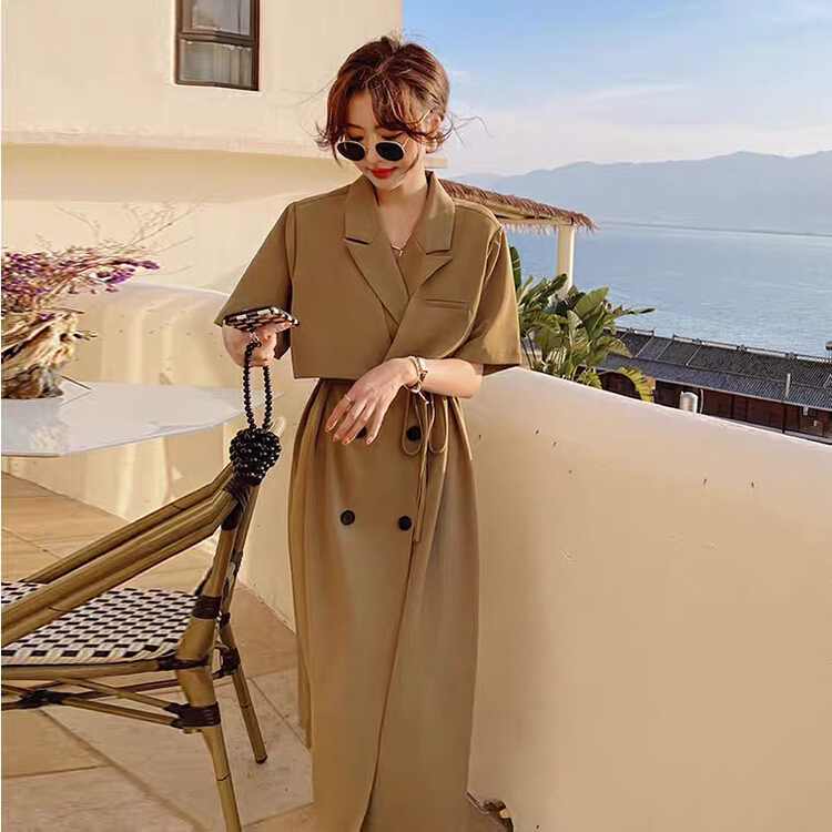 [Kiki studio] Korean version slim fitting lazy fake two piece dress (with waist rope) 5958\hjy