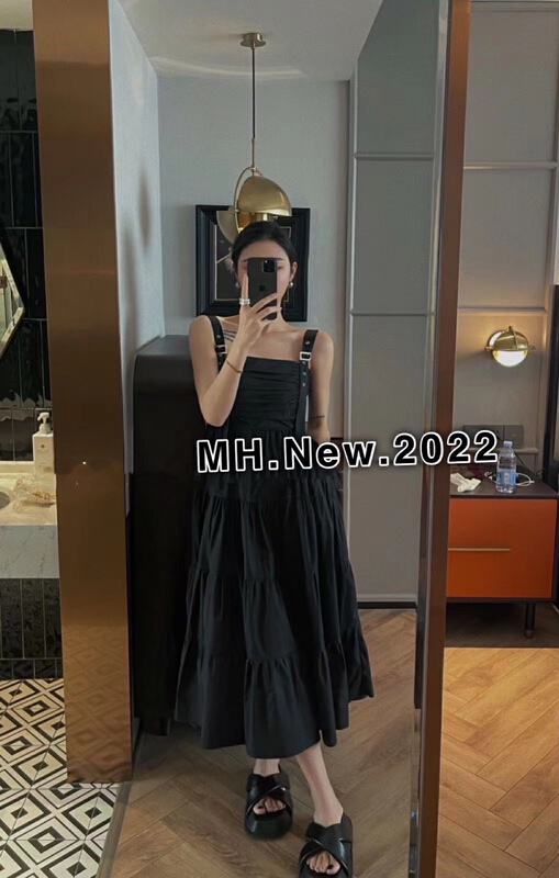 [M.H] fashion solid color medium length dress 8380\pcz