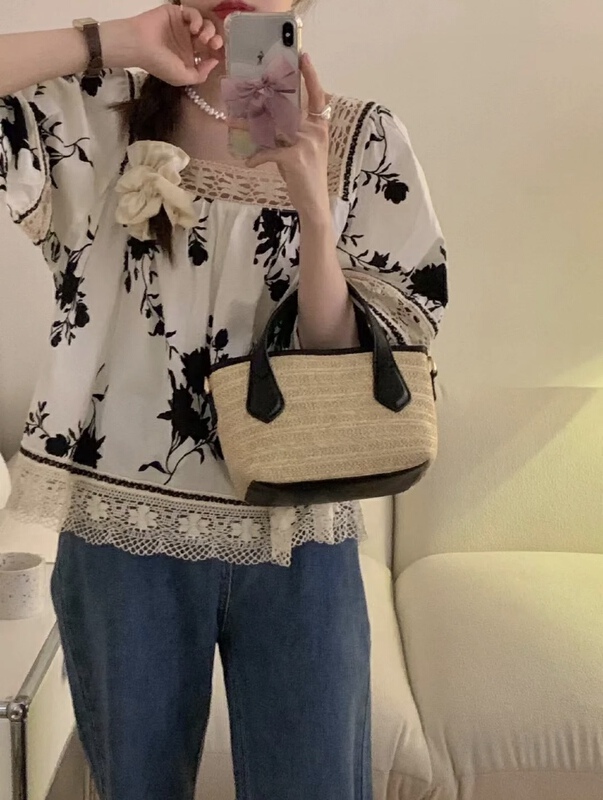 [Daidai] French retro printing featured ethnic shirt 4790\hbx