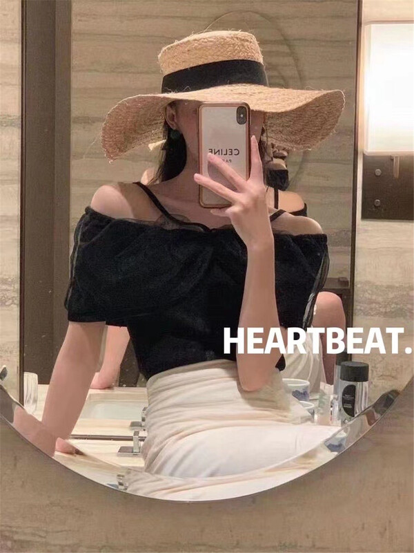 [hearteat] French Hepburn style slim shirt with straight shoulder and waist 5115\zjy