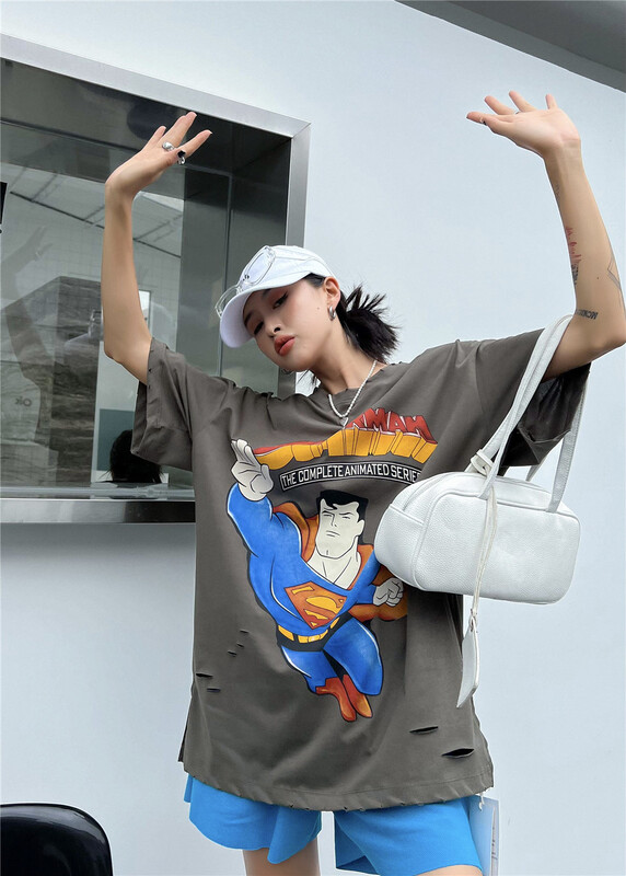 [European and American trend] Superman printed short sleeve T-shirt (T-shirt only) 12298\l