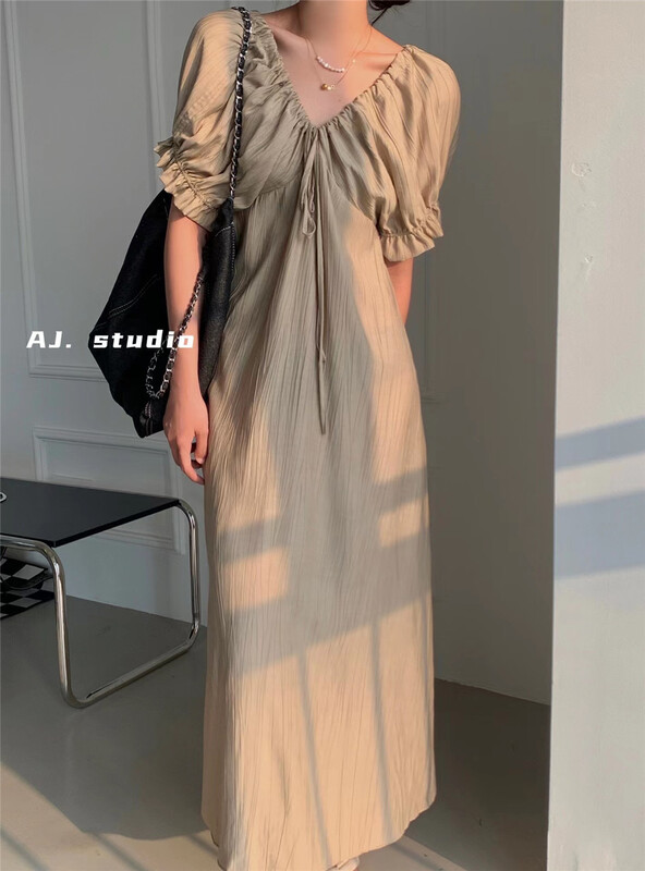 [aj.studio] casual V-neck loose and versatile dress 9283\ll