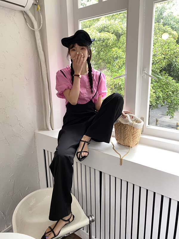 [event with you] simple and versatile high-level sense of niche straight tube mopping strap pants (only selling strap pants) 2m079\lsw