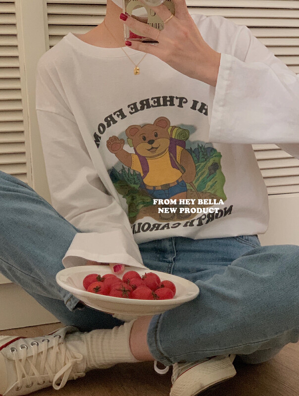 New year in early spring! [hey Bella] forest bear Korean long sleeve T-shirt b1113\ll